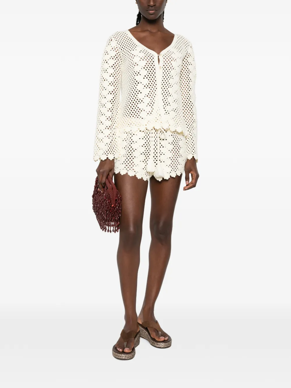 Posse Saskia gehaakte shorts Beige