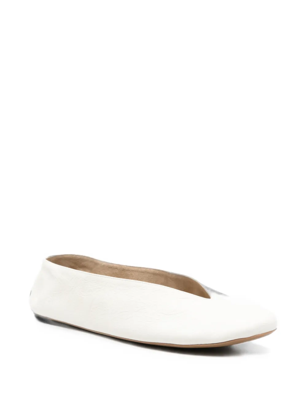 The Row Leren loafers met textuur en V-detail Wit