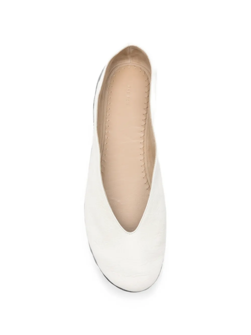 The Row Leren loafers met textuur en V-detail Wit