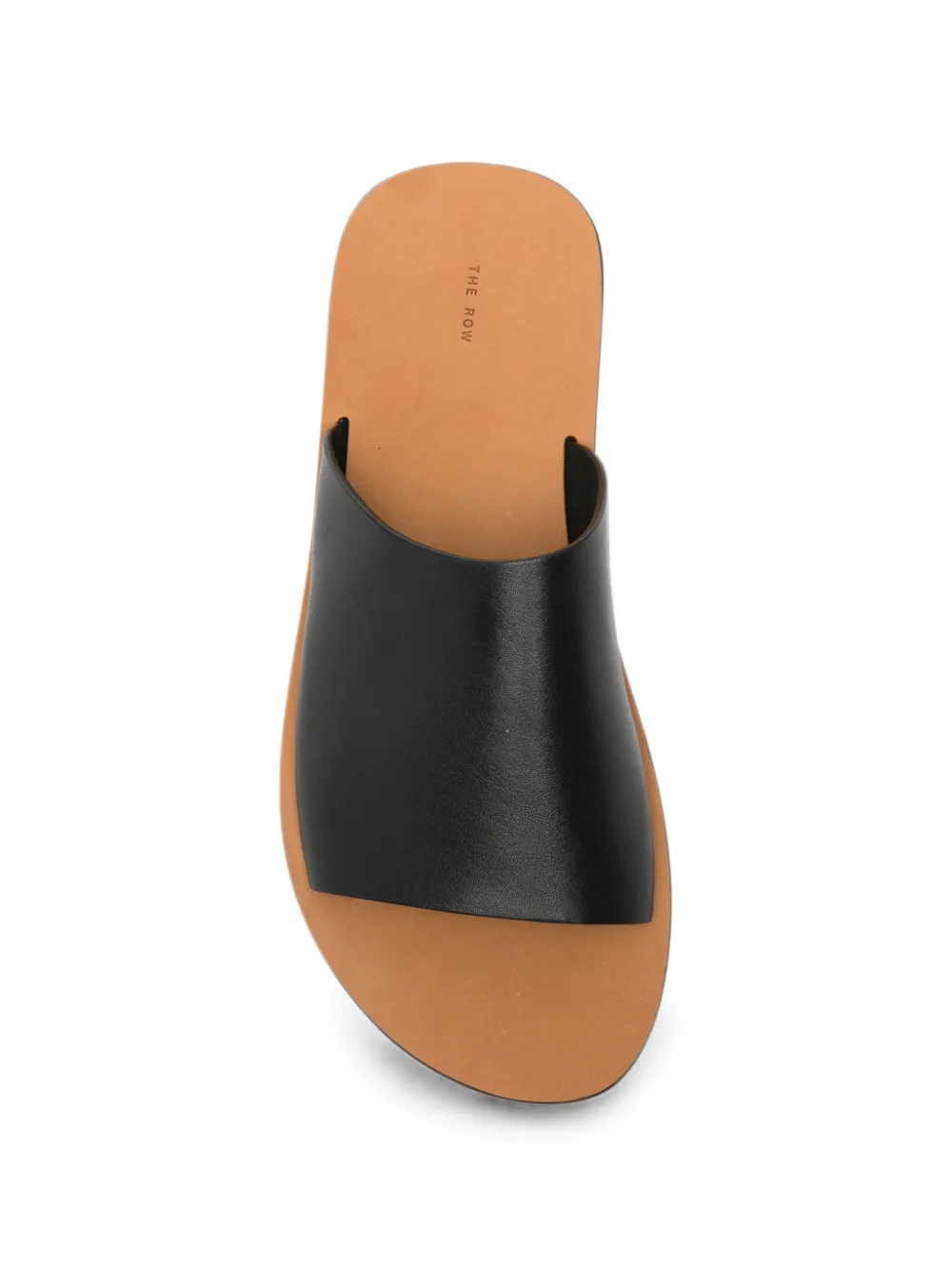 The Row Charlie leather flat sandals Zwart
