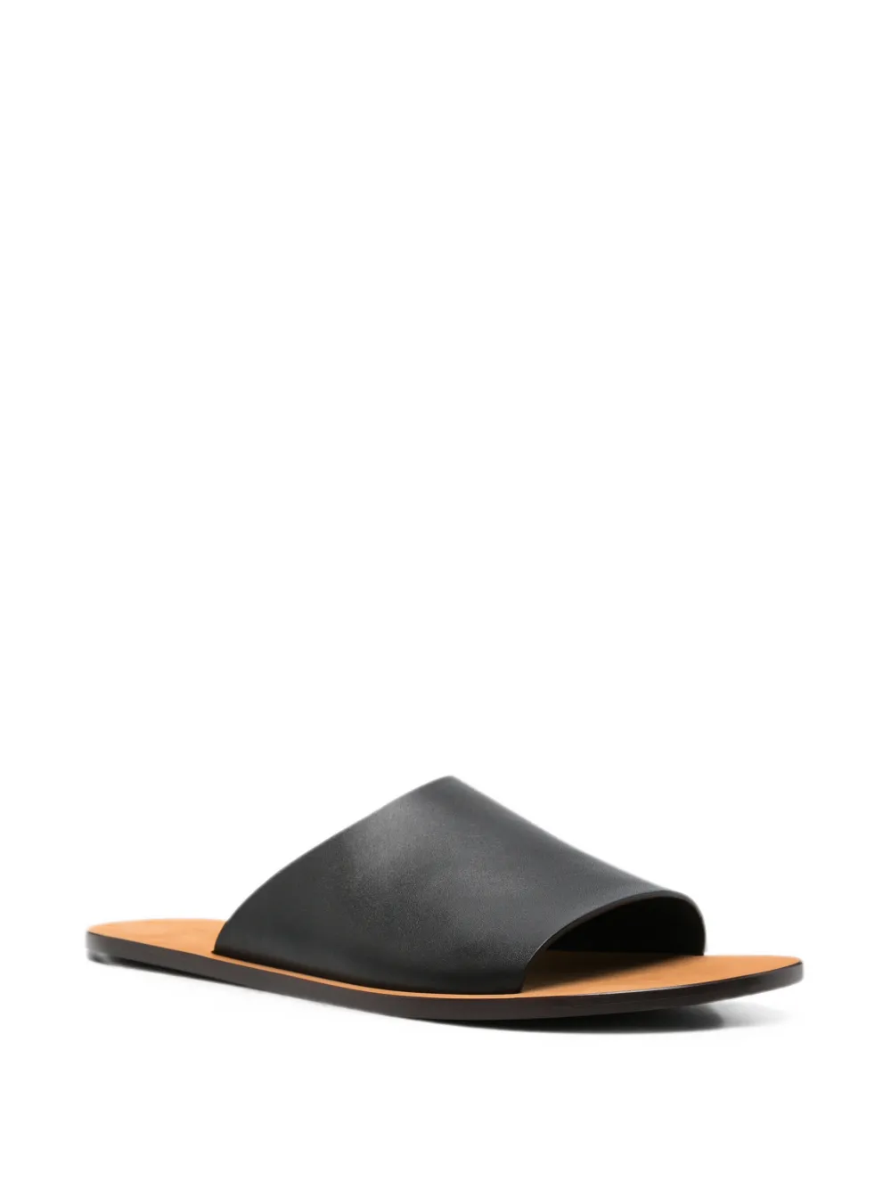 The Row Charlie leather flat sandals Zwart