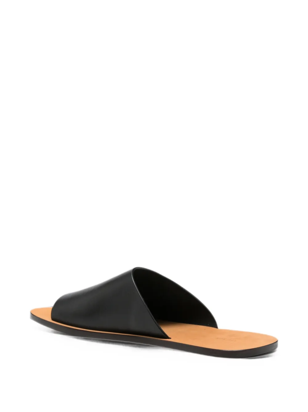 The Row Charlie leather flat sandals Zwart