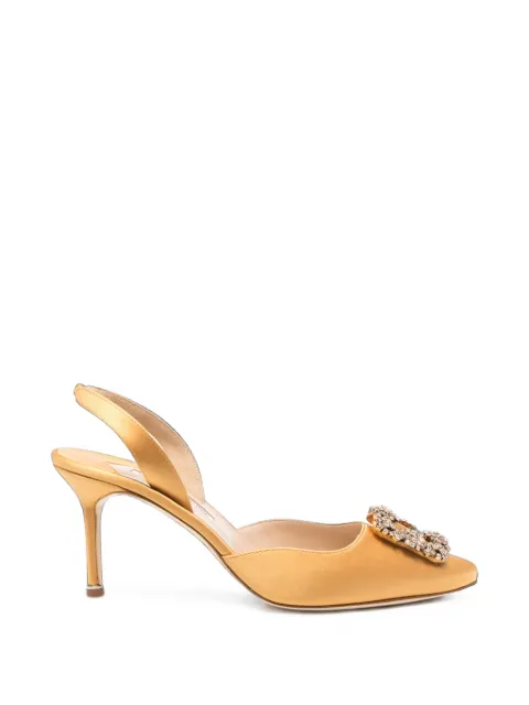 Manolo Blahnik Hangisli crystal-buckle slingback pumps