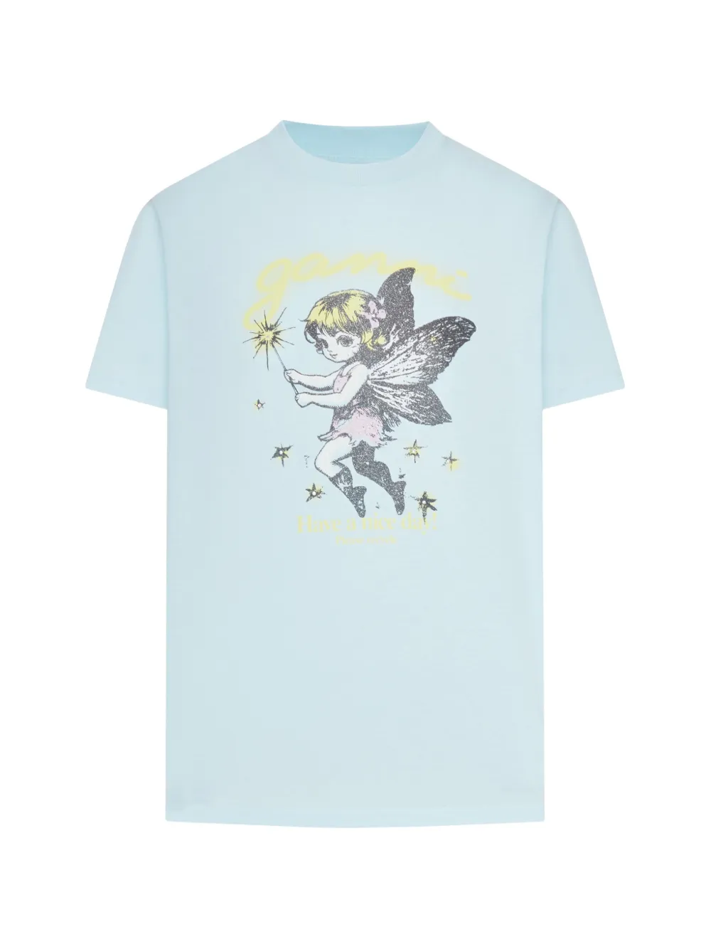 GANNI graphic-print T-shirt - Blu