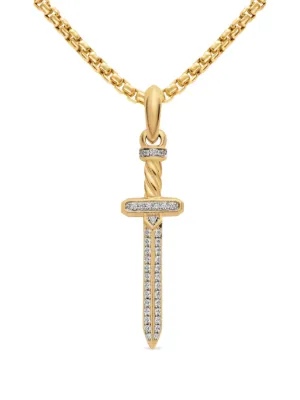 David Yurman 18kt Yellow Gold Gothic Cross Diamond Amulet (36.5mm