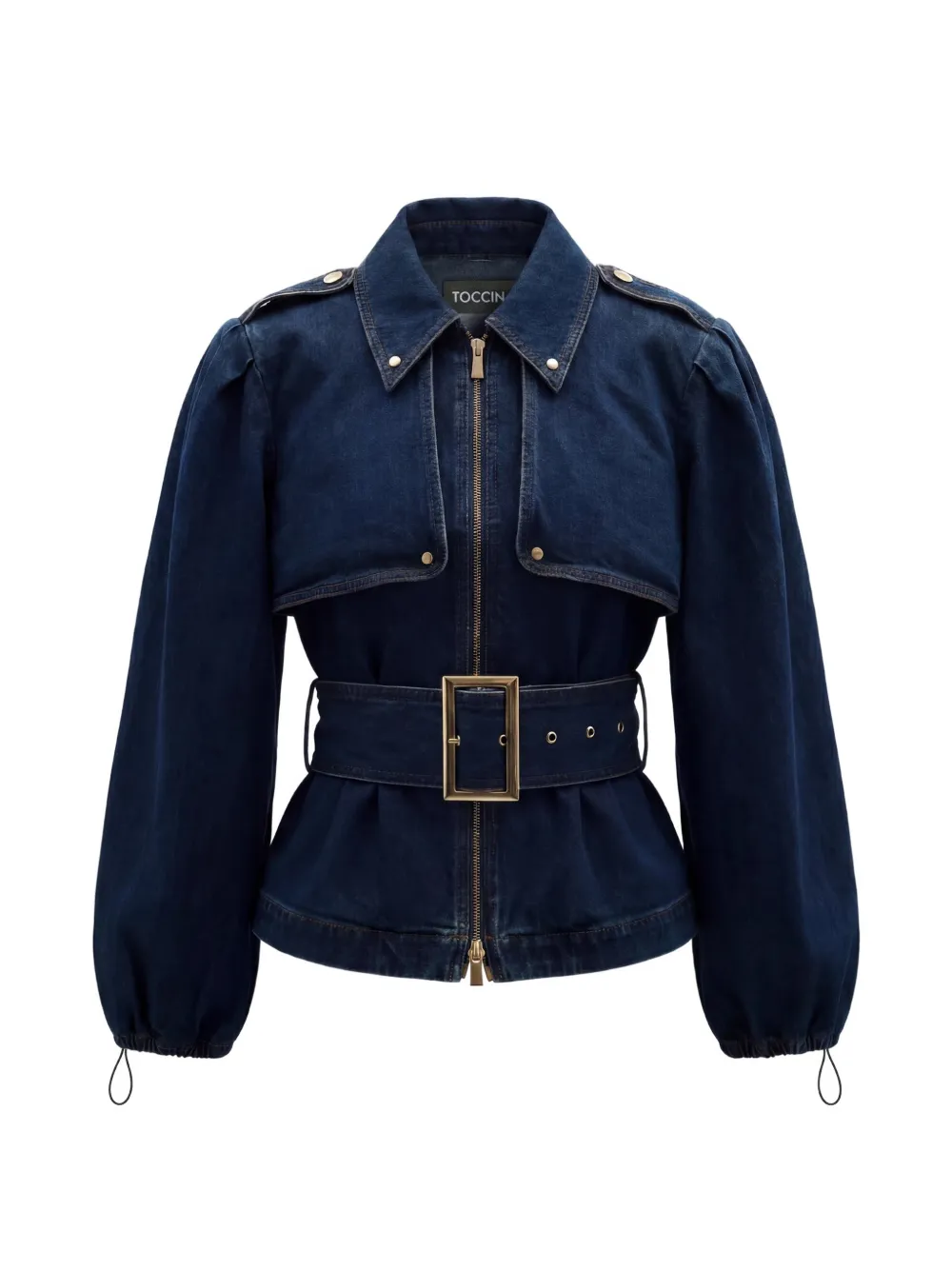 Toccin Brighton belted zip-up cotton jacket - Blau