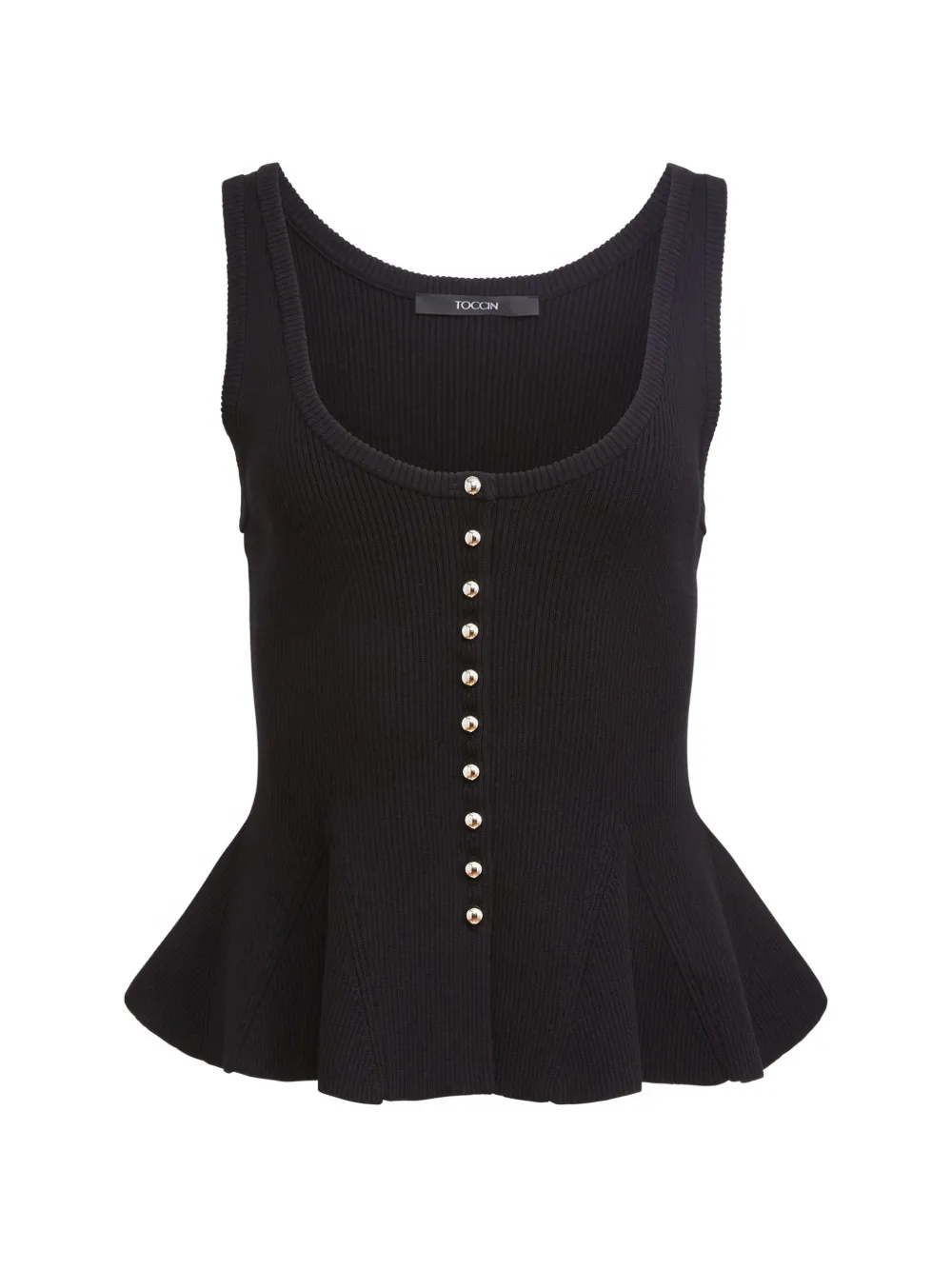 Toccin Eden button-front flared tank top - Schwarz