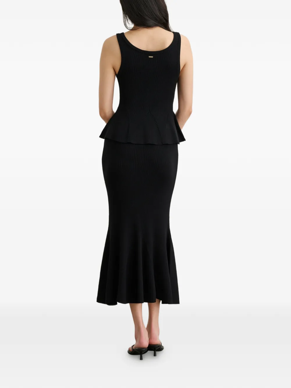  Toccin Eden Button-front Flared Tank Top - Black 