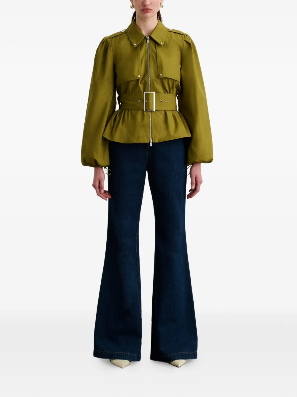  Toccin Brighton Belted Zip-up Cotton Jacket - Green 