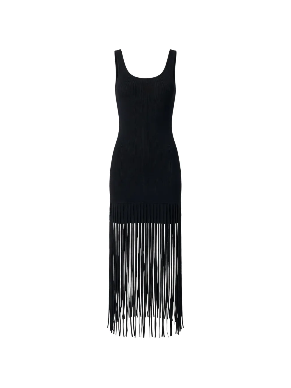Toccin Roxanne scoop-neck fringe-detail mini dress - Nero
