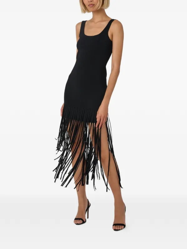 black mini dresses with fringe Toccin Women's Roxanne Scoop Neck Dress / Size - XS / Jet spaghetti straps Silhouette