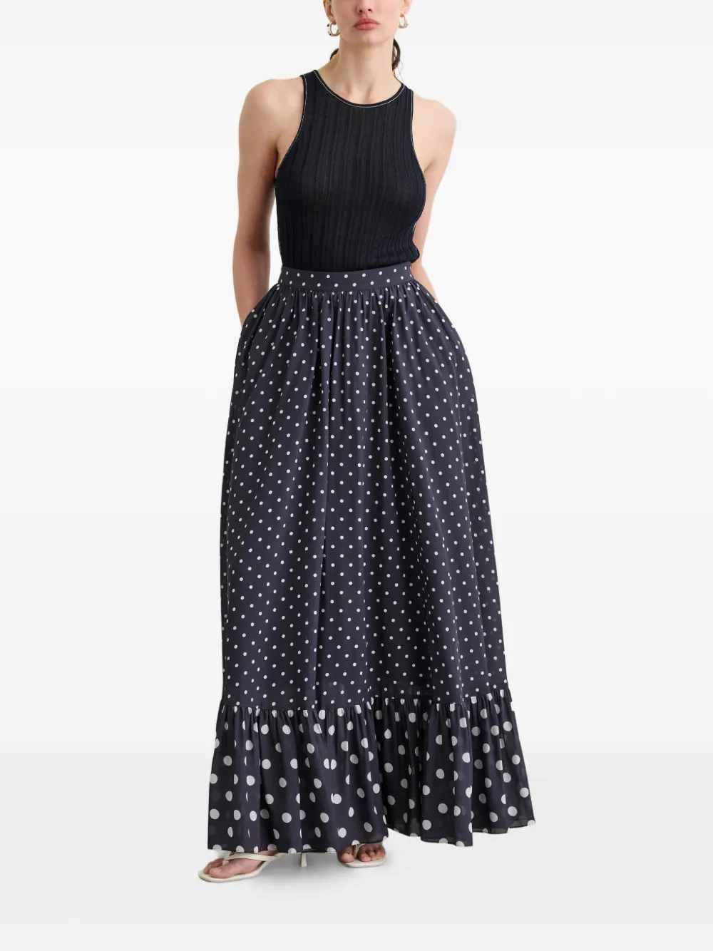 Toccin Goldie gelaagde maxi-rok met stippen Blauw