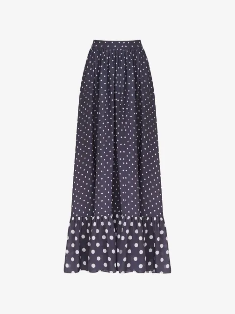 Toccin Goldie polka-dot tiered maxi skirt