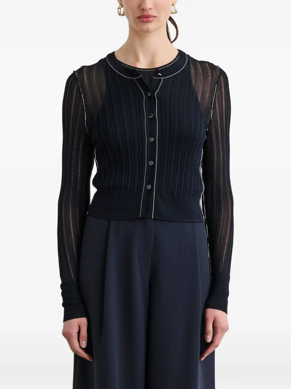  Toccin Crosby Piped Cropped Cardigan - Blue 
