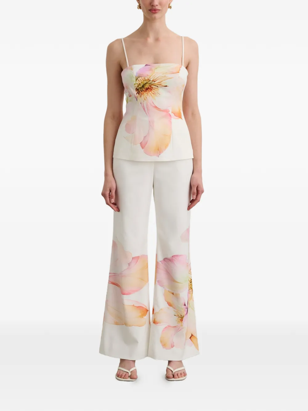  Toccin Gaiafloral Flared Trousers - White 