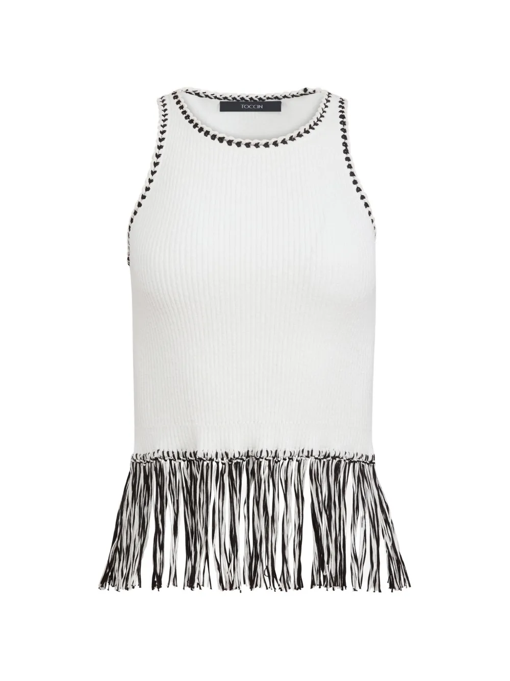 Toccin Dottie fringe racer cotton tank - Bianco