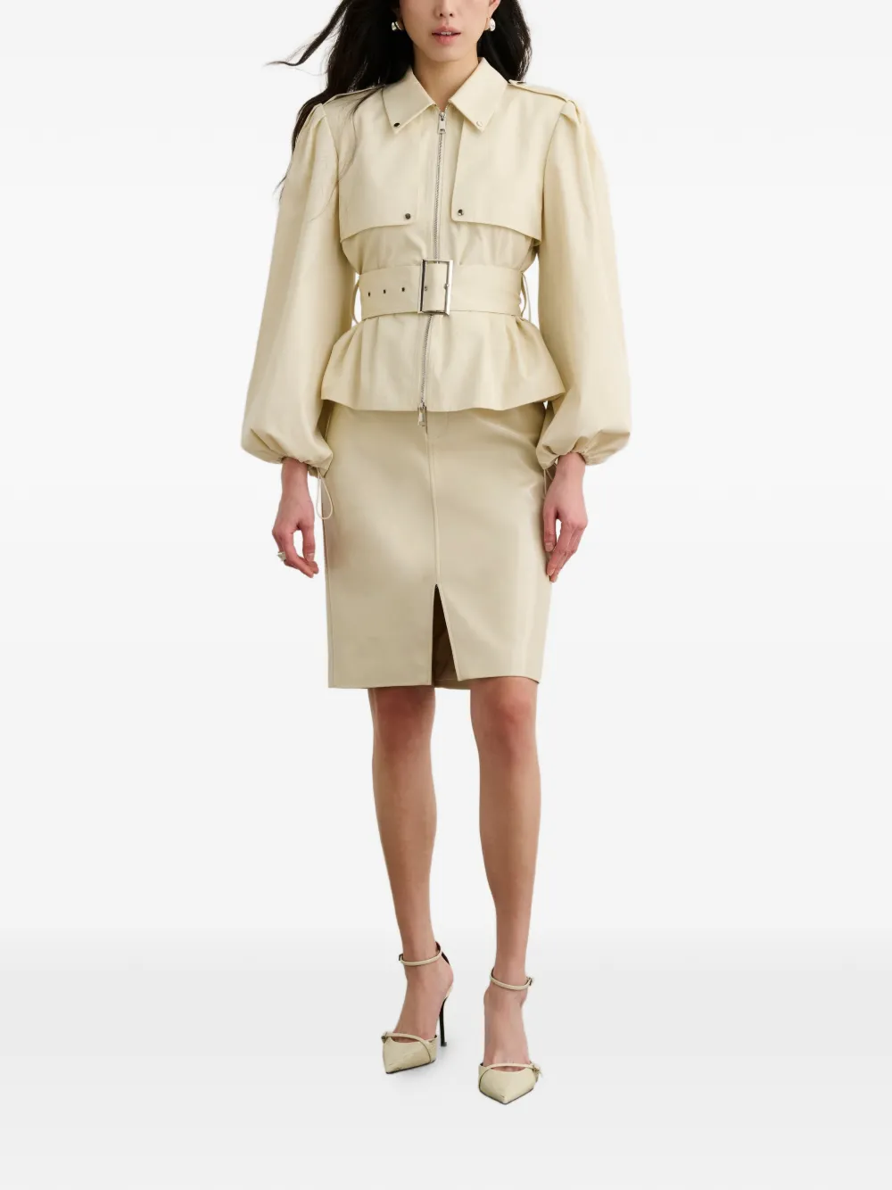  Toccin Belted Zip-front Jacket - Neutrals 