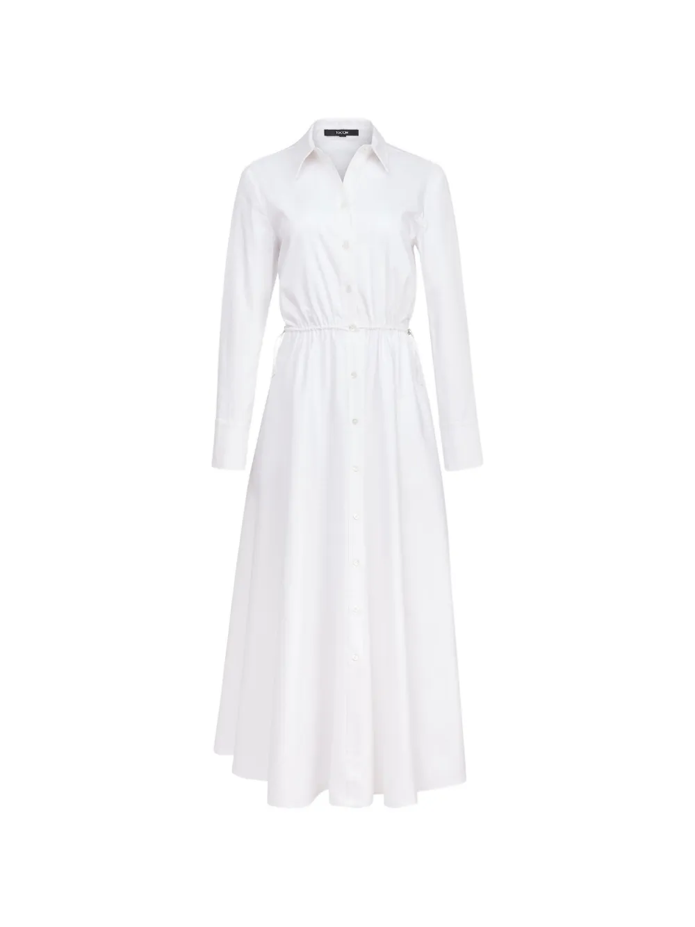 Toccin Anika long-sleeve midi cotton shirt dress - Bianco