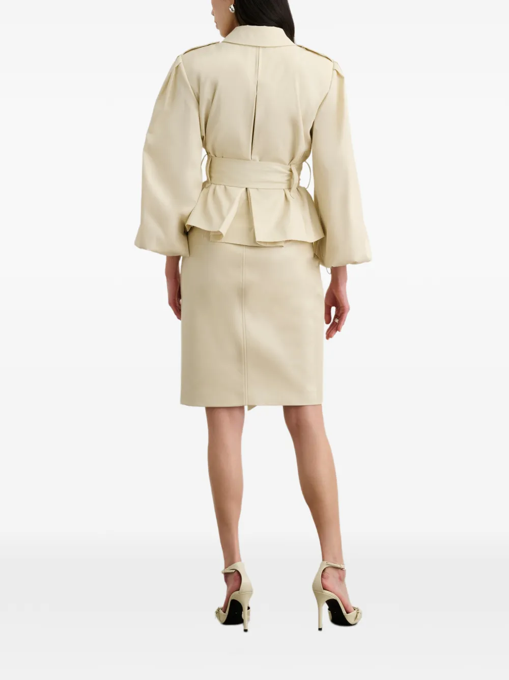  Toccin Noelle Slit Pencil Mini Skirt - Neutrals 