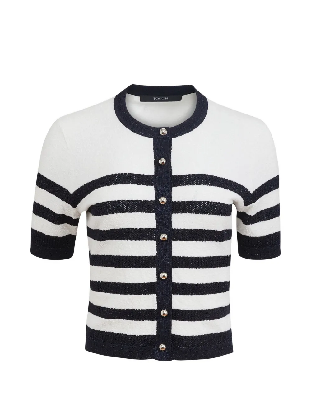 Toccin Oakley striped button-down short-sleeve cardigan - Bianco