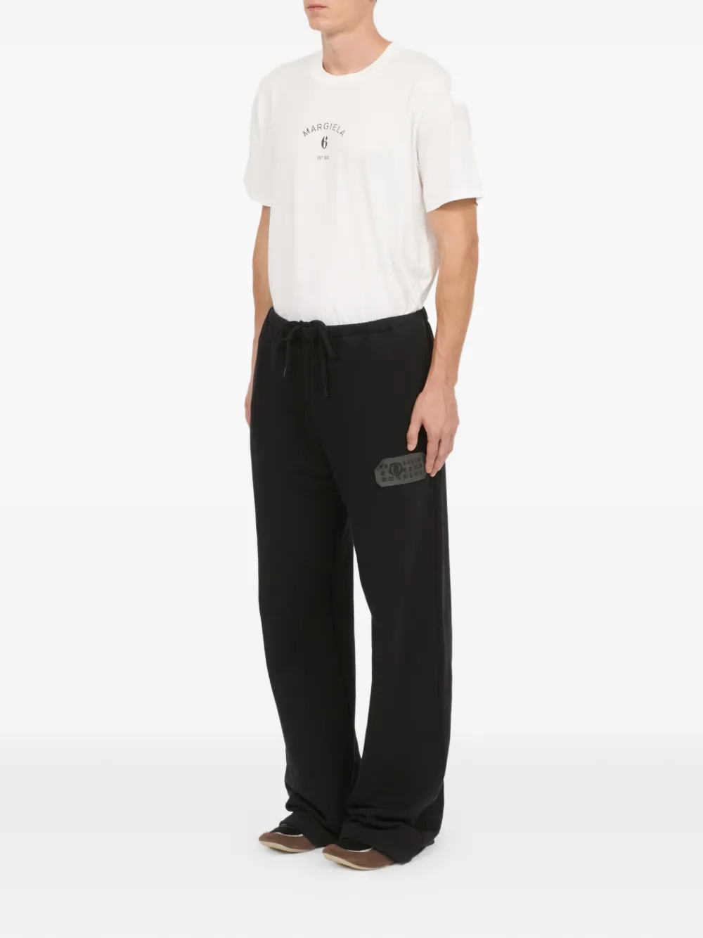 MM6 Maison Margiela Katoenen broek met patch Zwart