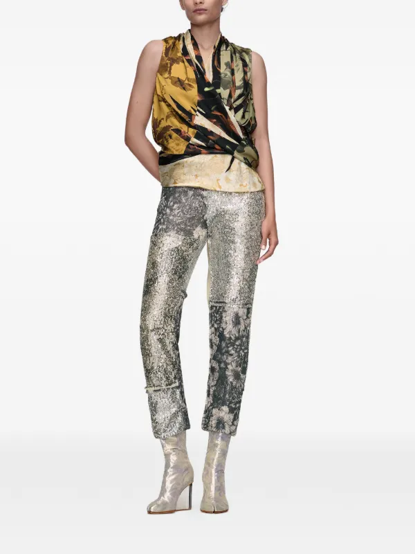 Maison Margiela（旧Maison Martin Margiela） - 今週末処分Vaquera Sequin jacket pants set Maison Margiela Floral Sequin Patchwork Trousers | Silver | FARFETCH