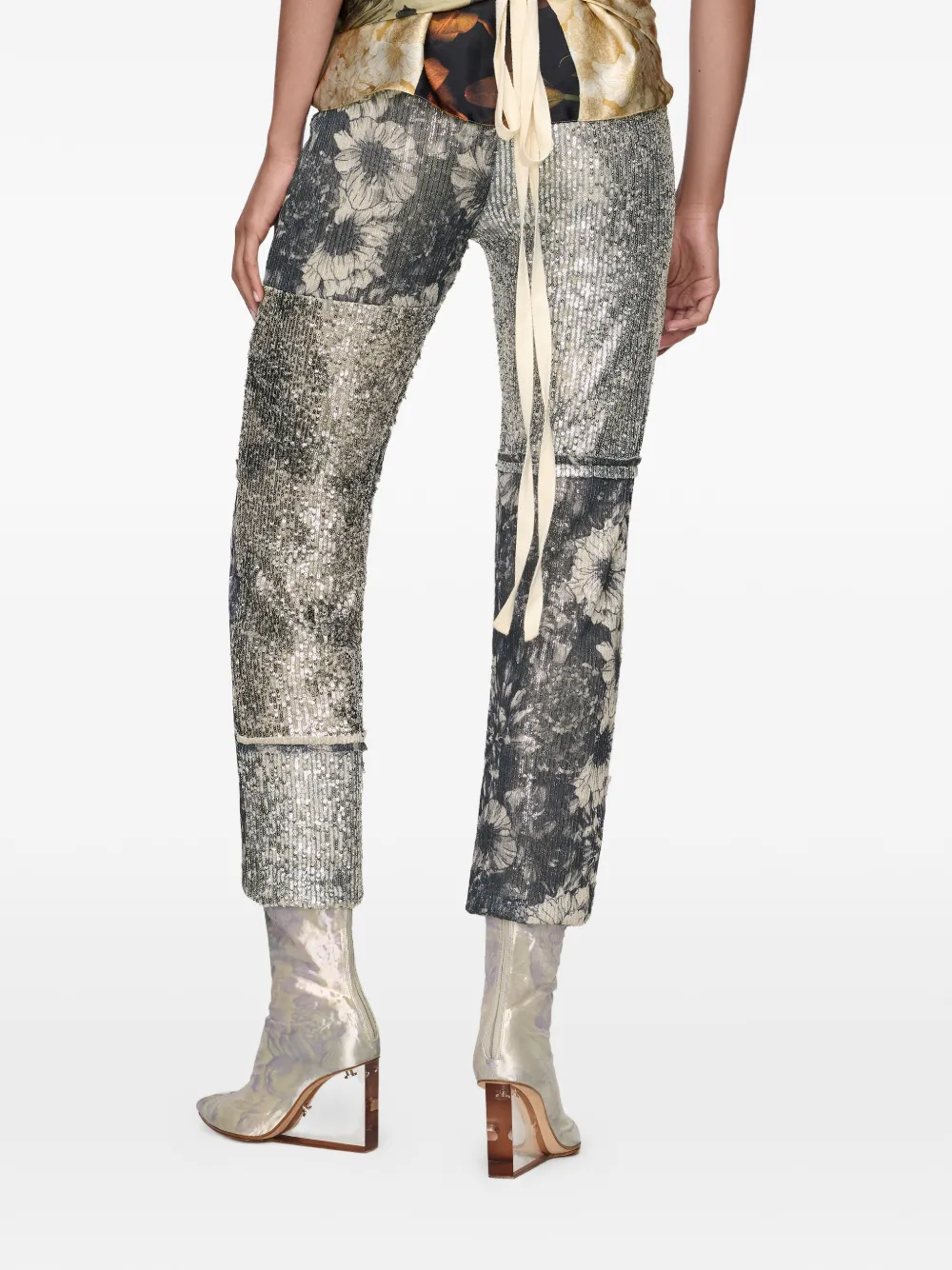 Maison Margiela Broek met pailletten en patchwork Zilver