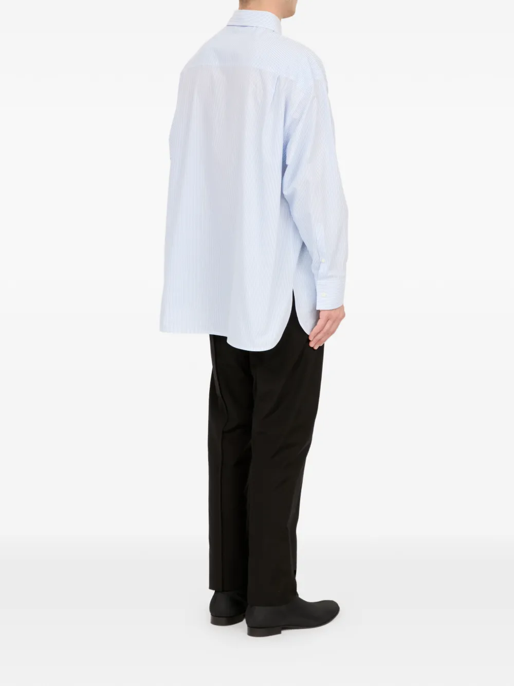 MM6 Maison Margiela Overhemd met logopatch en verticale streep Blauw