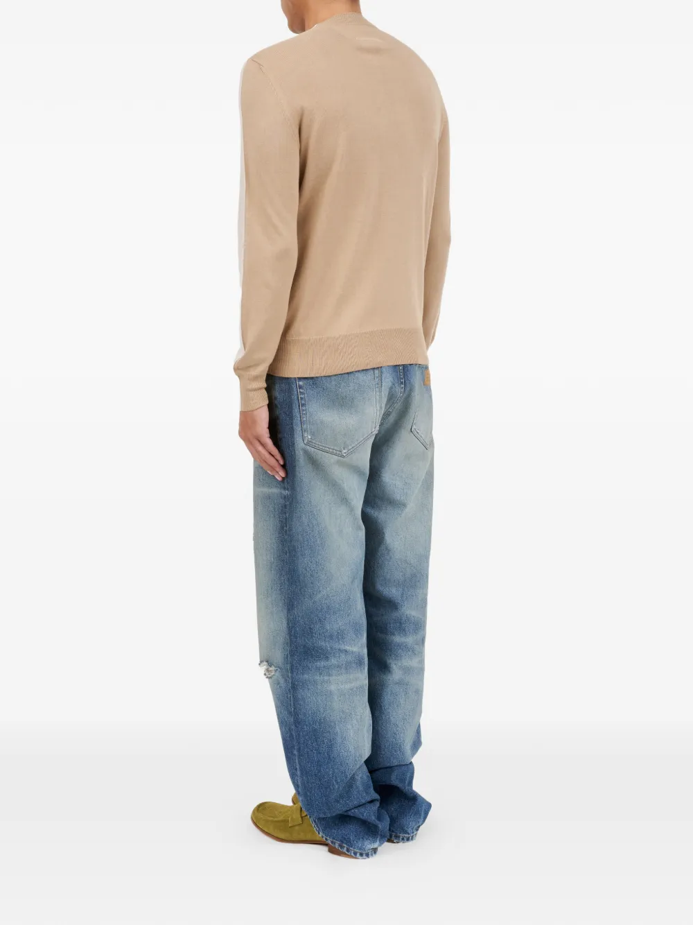 MM6 Maison Margiela Fused gebreide katoenen trui Beige