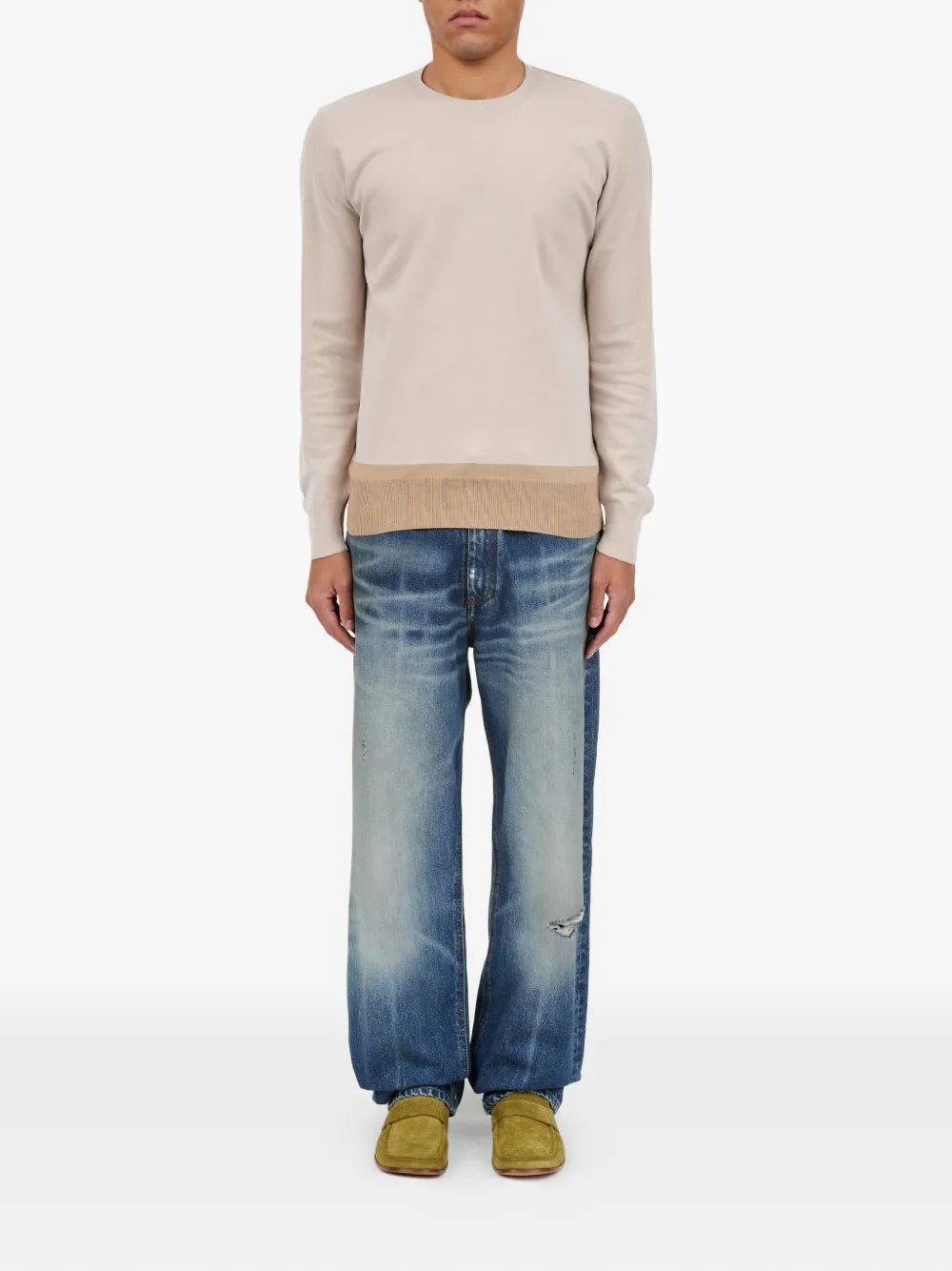 MM6 Maison Margiela Fused gebreide katoenen trui Beige