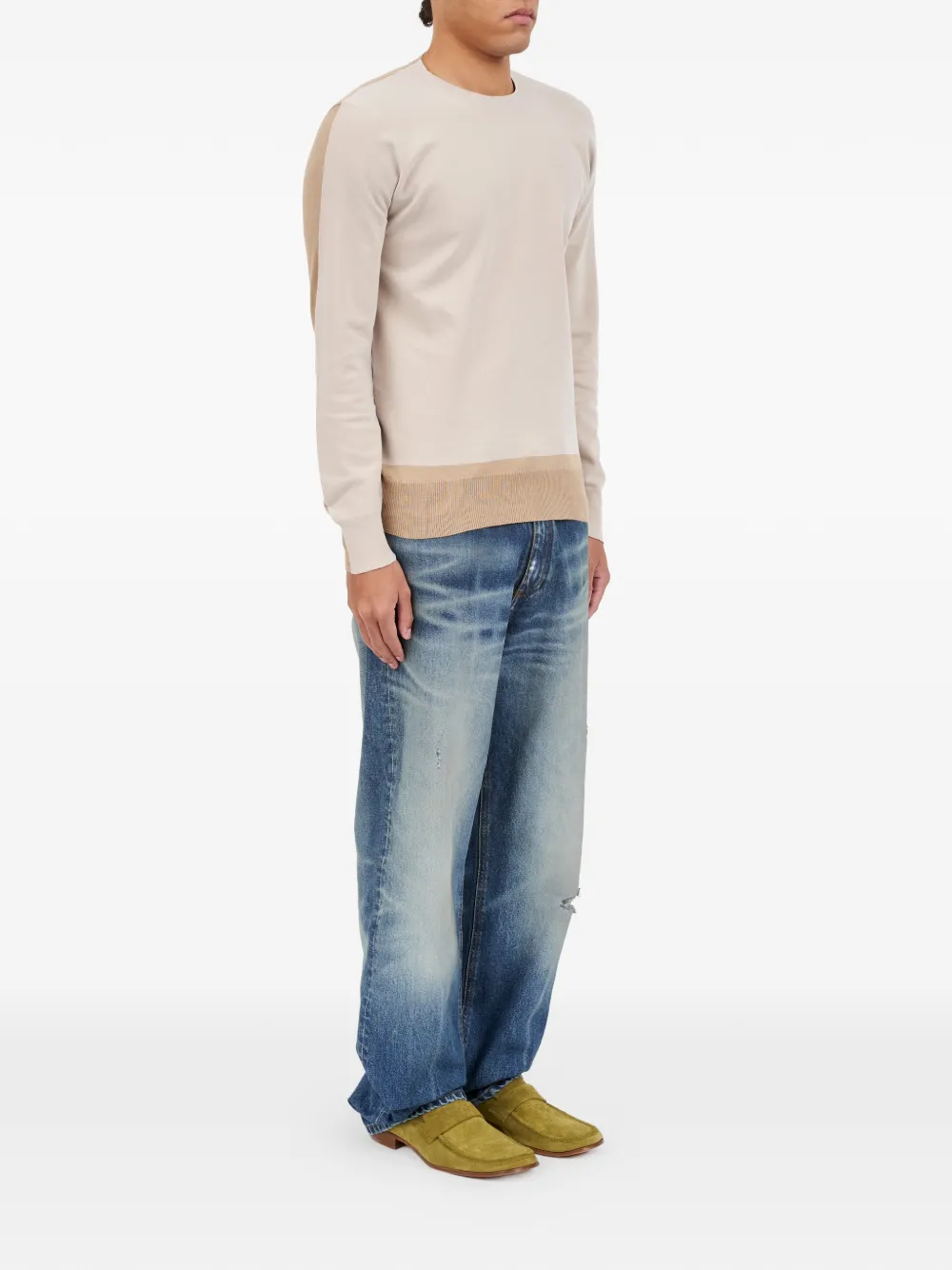 MM6 Maison Margiela Fused gebreide katoenen trui Beige