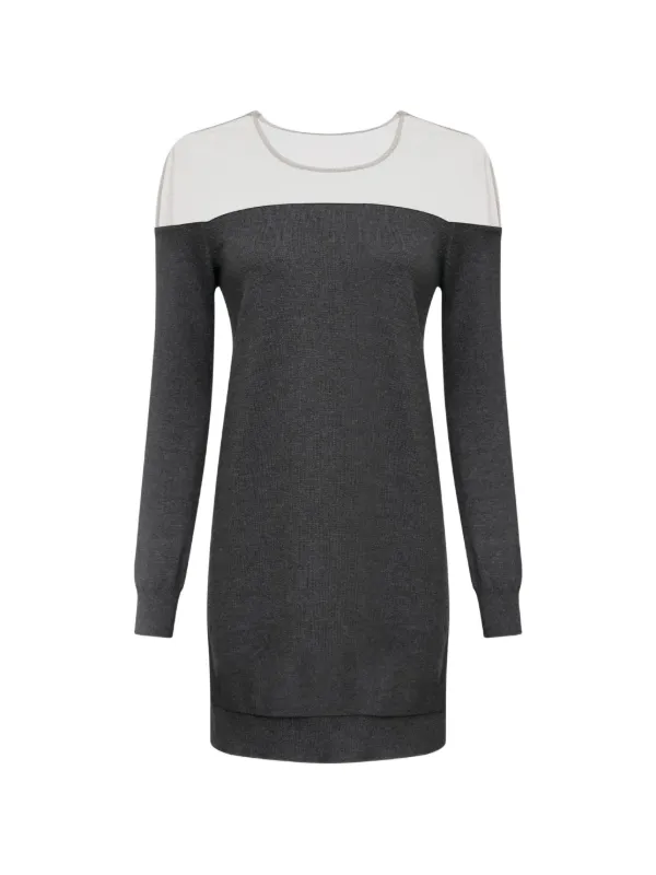 MM6 Maison Margiela Long-sleeve Mini Cotton Dress in Grey
