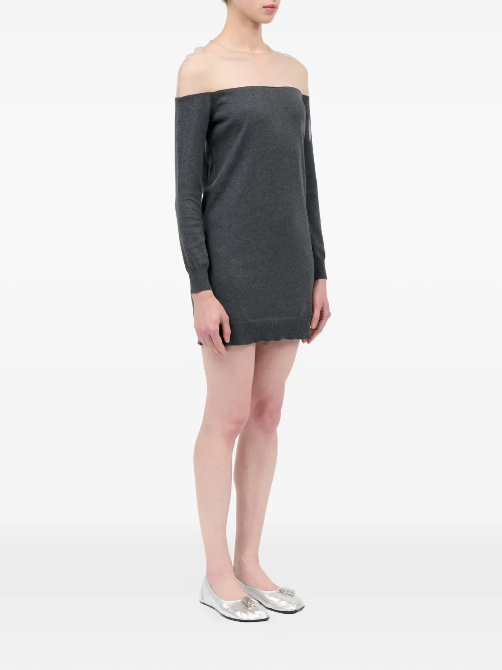 MM6 Maison Margiela Katoenen mini-jurk met lange mouwen Grijs