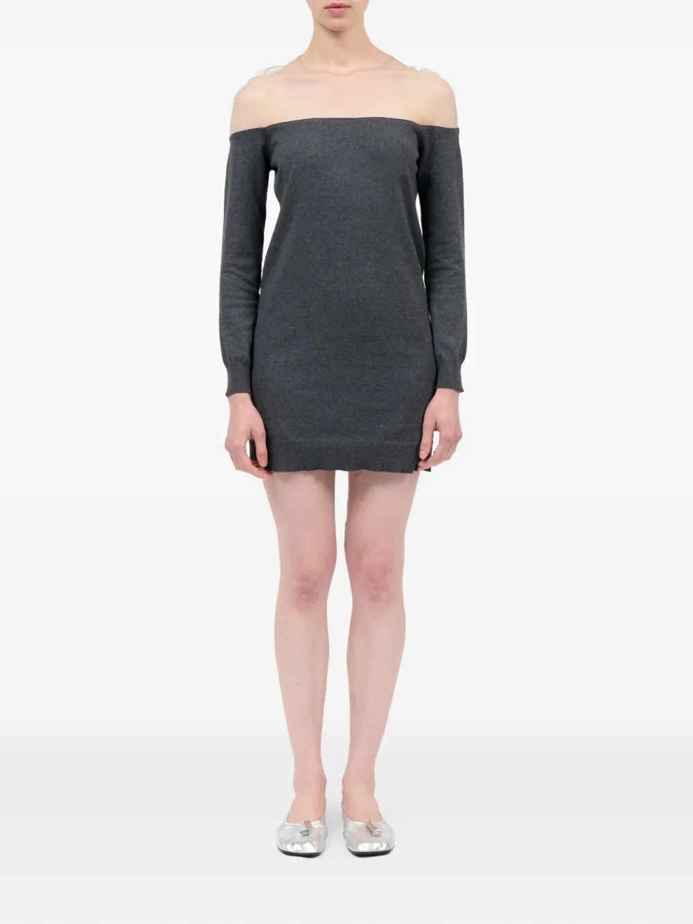 MM6 Maison Margiela Katoenen mini-jurk met lange mouwen Grijs