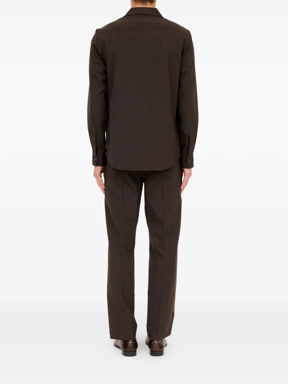 MM6 Maison Margiela Tweekleurig button-down overhemd met opgestikte zak Bruin