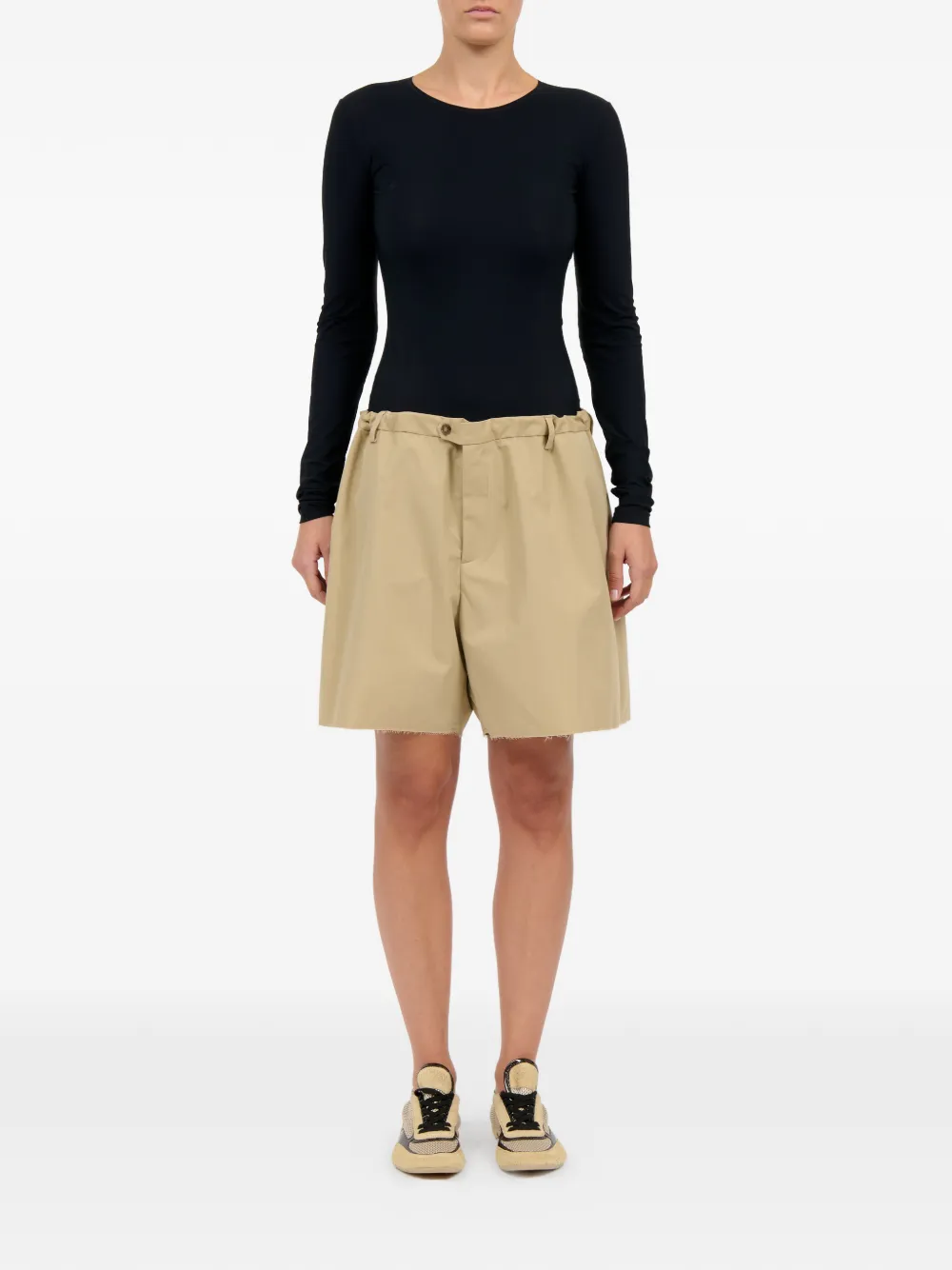 MM6 Maison Margiela Katoenen shorts met franje Beige