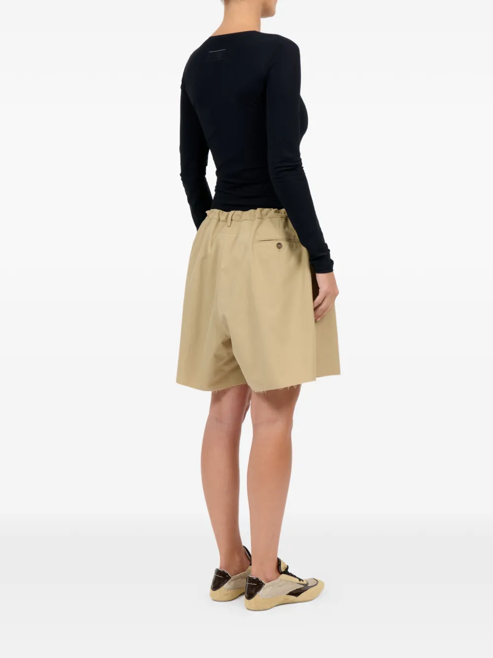 MM6 Maison Margiela Katoenen shorts met franje Beige