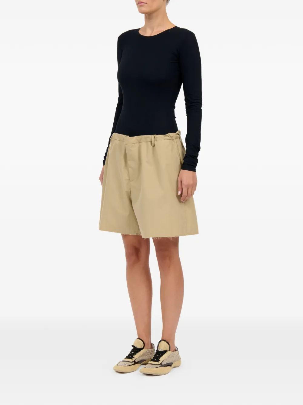 MM6 Maison Margiela Katoenen shorts met franje Beige