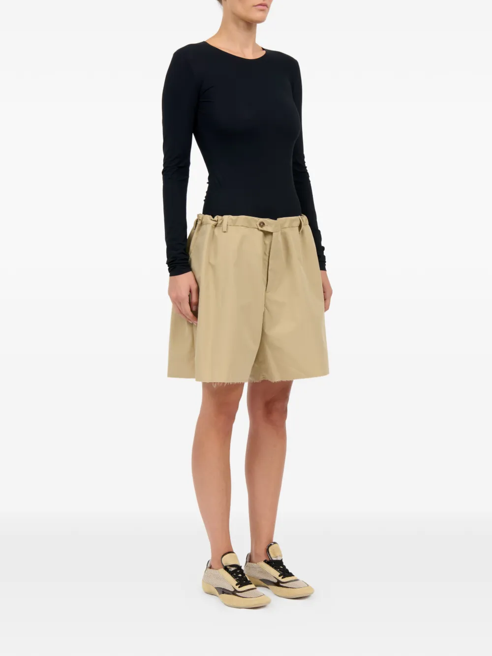 MM6 Maison Margiela Katoenen shorts met franje Beige