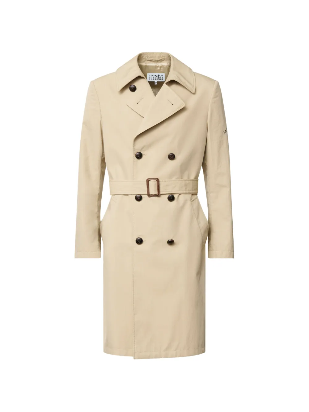 MM6 Maison Margiela double-breasted belted cotton trench coat - Toni neutri