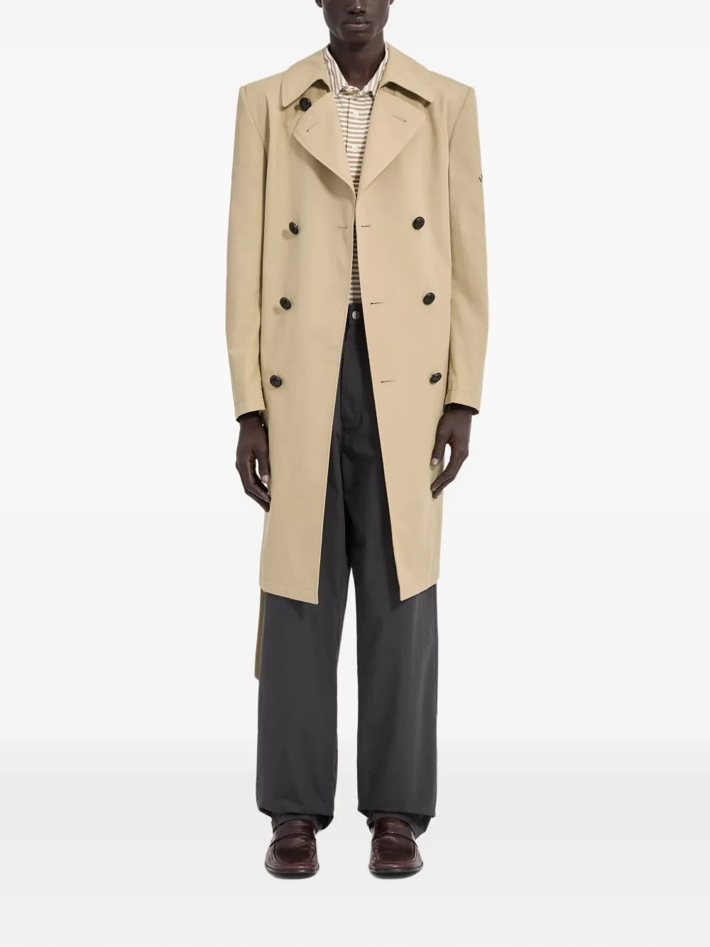 MM6 Maison Margiela double-breasted belted cotton trench coat - Toni neutri