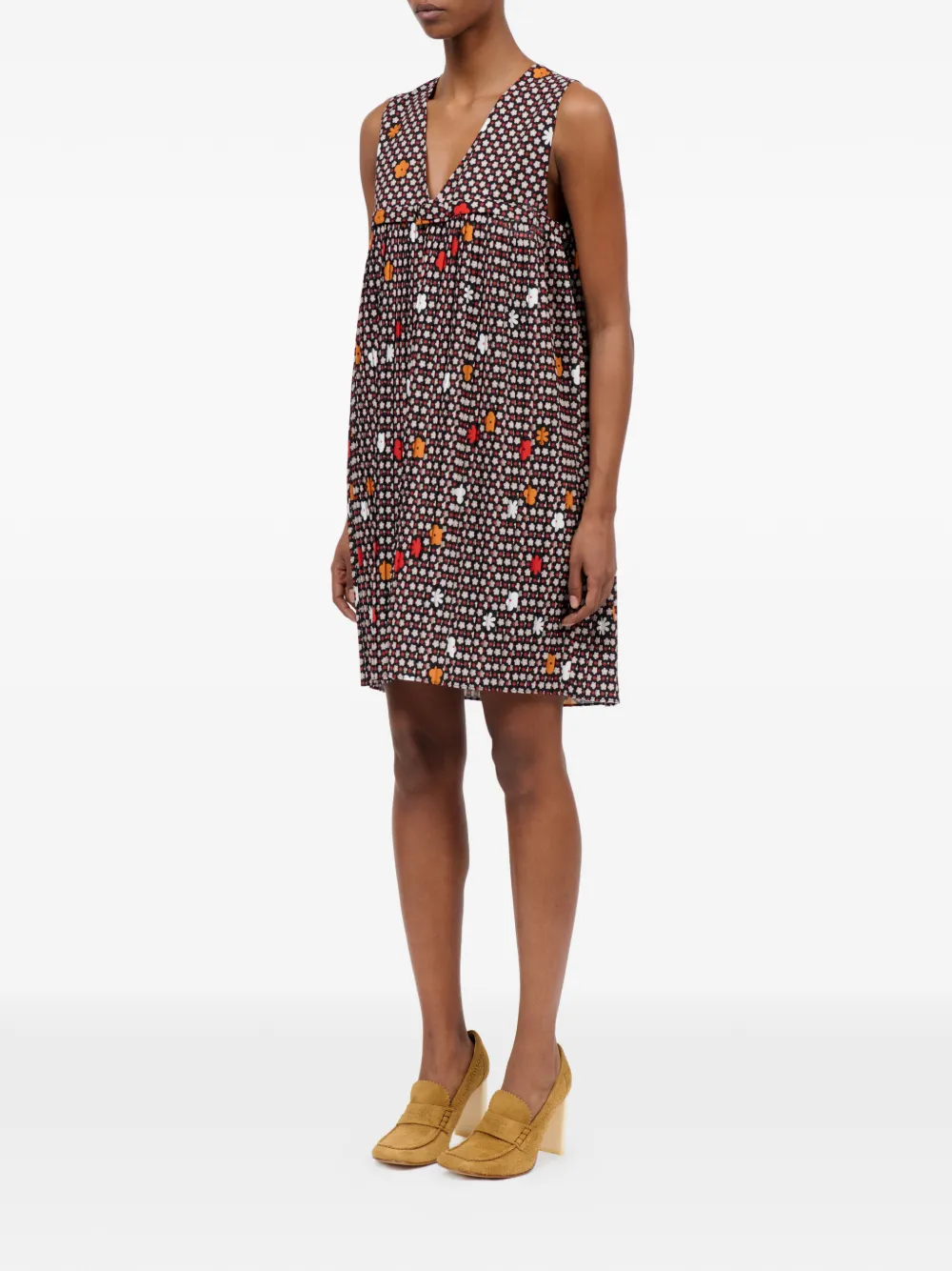 MM6 Maison Margiela Mini-jurk met bloemenprint en V-hals Rood