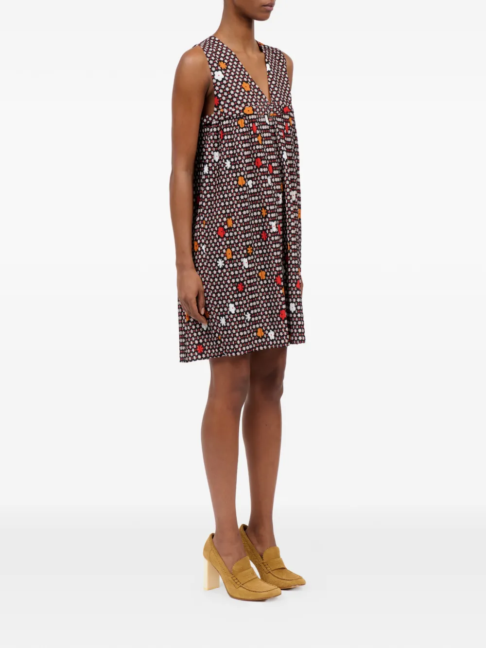 MM6 Maison Margiela Mini-jurk met bloemenprint en V-hals Rood