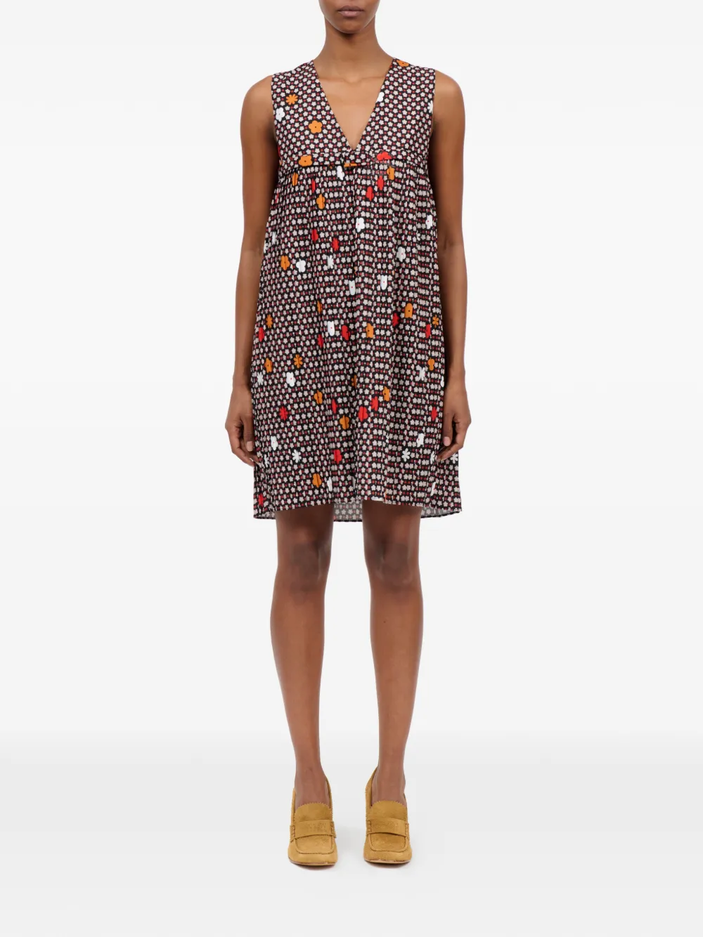 MM6 Maison Margiela Mini-jurk met bloemenprint en V-hals Rood