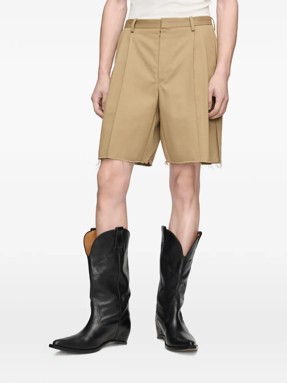 Maison Margiela Geplooide shorts met franje Beige