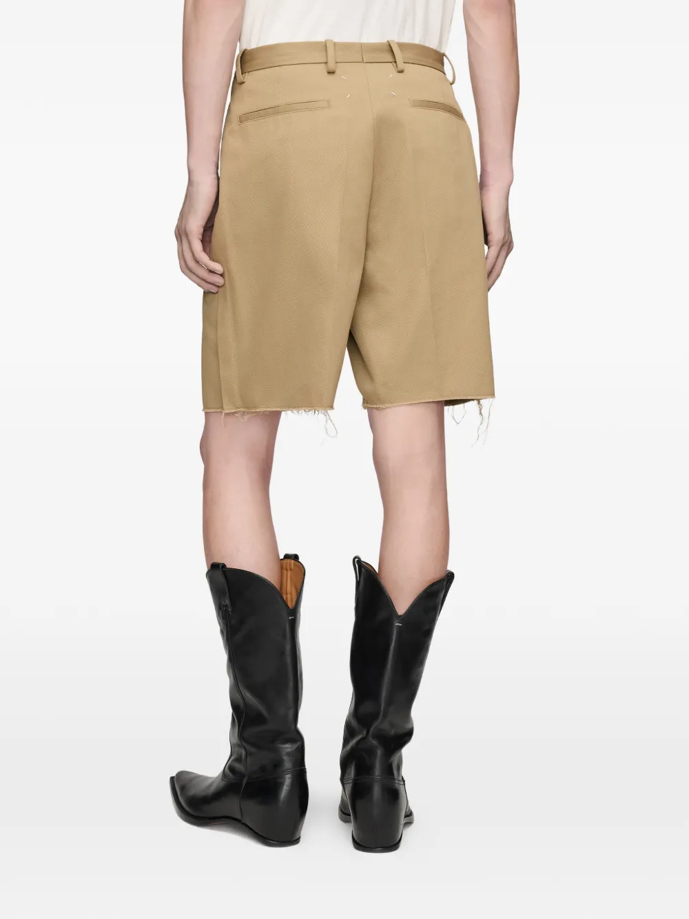 Maison Margiela Geplooide shorts met franje Beige