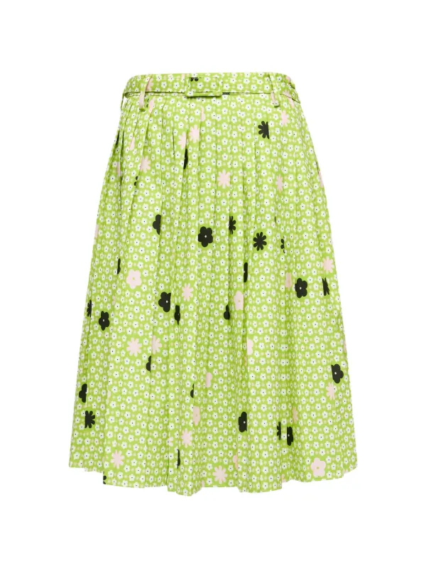 MM6 Maison Margiela Floral-print Pleated Skirt in Green