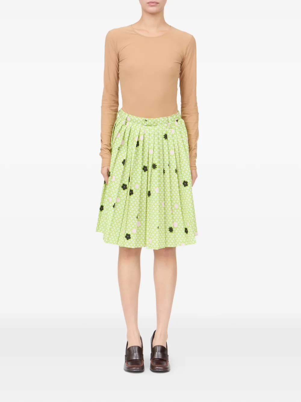 MM6 Maison Margiela Plooirok met bloemenprint Groen