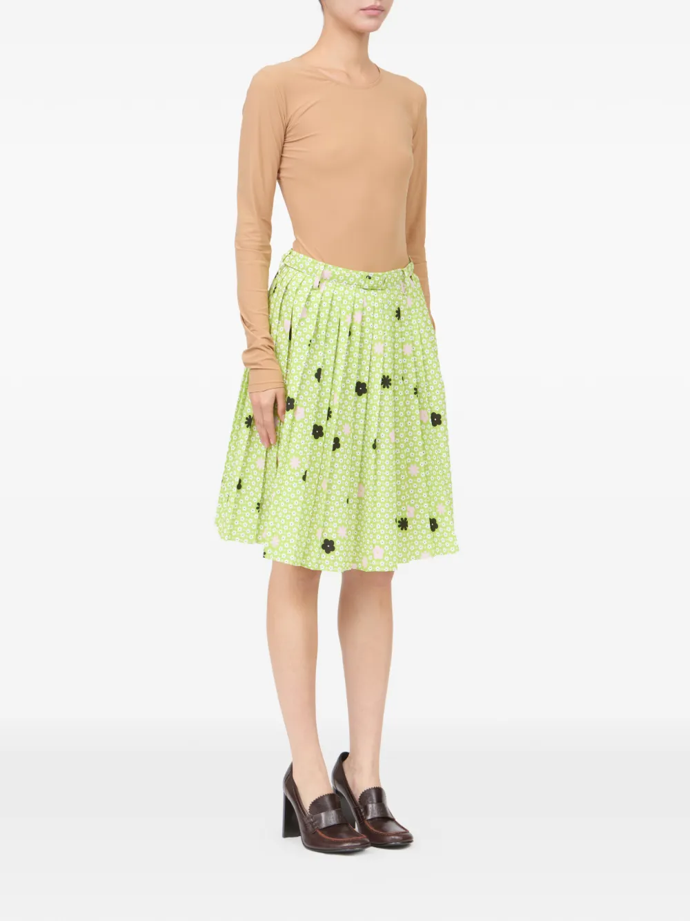 MM6 Maison Margiela Plooirok met bloemenprint Groen