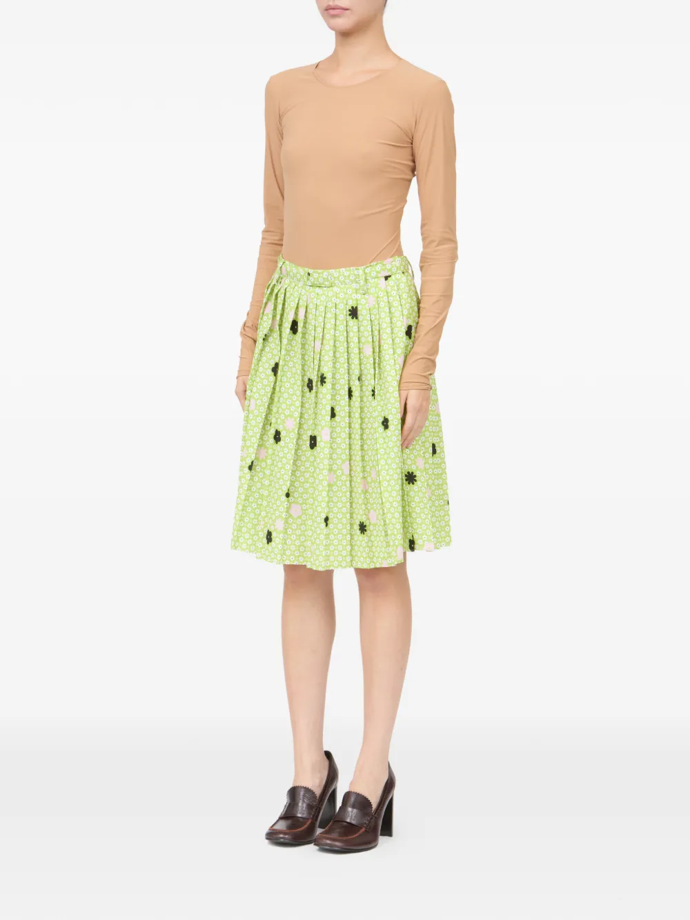 MM6 Maison Margiela Plooirok met bloemenprint Groen